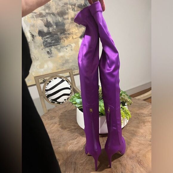 Aquazurra Satin over the knee boots size 38 (US size 7.5) NWT - Picture 9 of 16